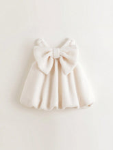 Young Girls Cute Big Bow Floral Sleeveless Fleece Dress, Autumn/Winter